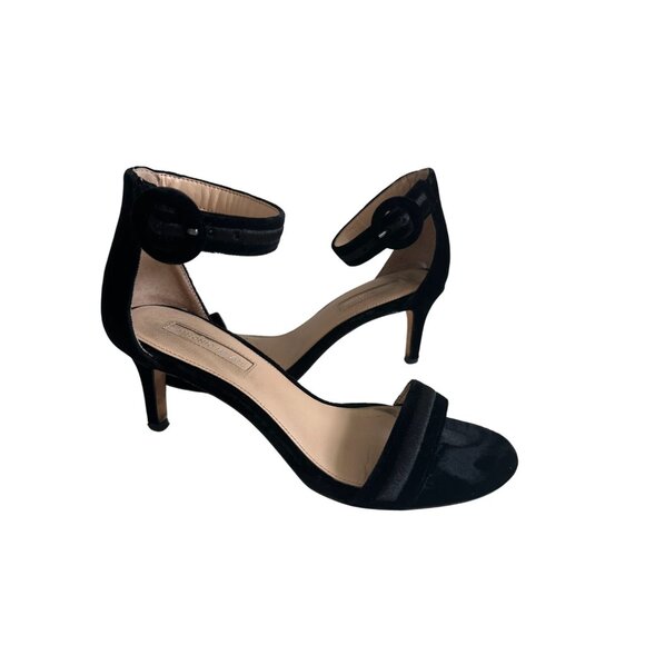 ANTONIO MELANI Black Velvet Ankle Strap Kitten Heels Sandals Size 6 - Picture 3 of 10